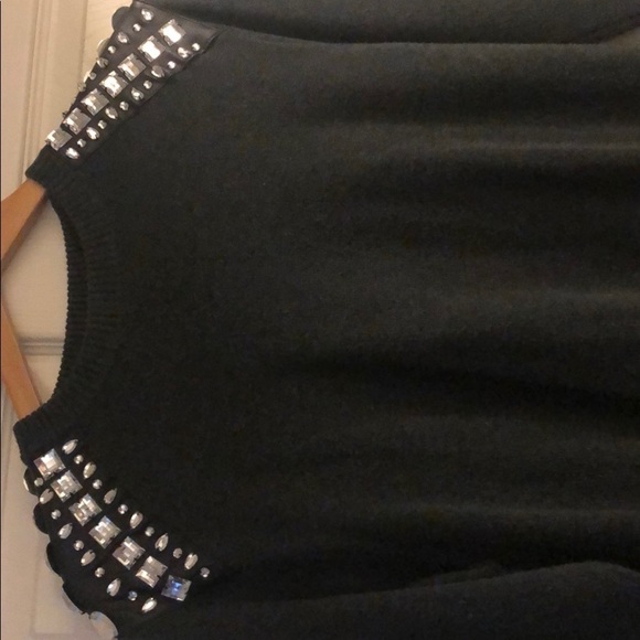 Embellished faux leather Grey Sweater - Picture 1 of 5